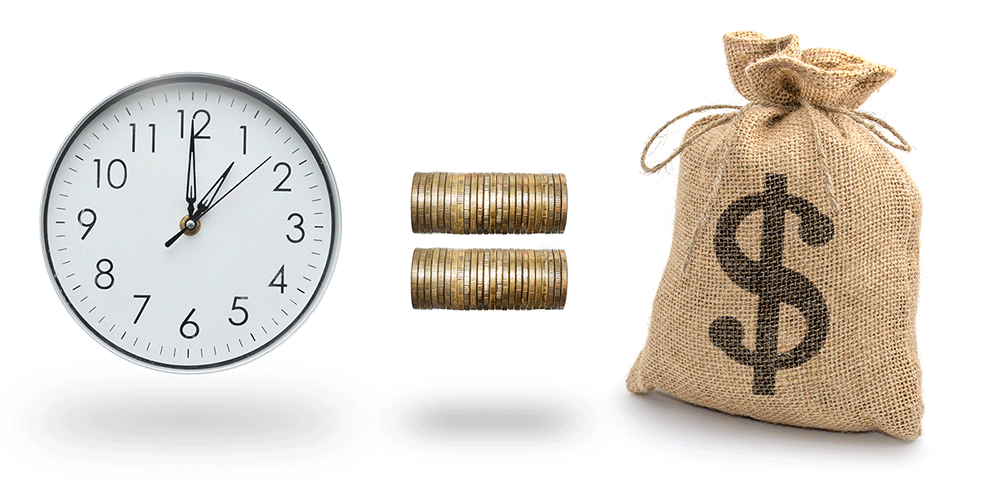 clock-coins-and-a-bag-full-of-money